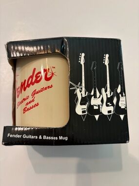 Fender Guitars & Basses Ceramic Mug - Cream with Red Logo NIB